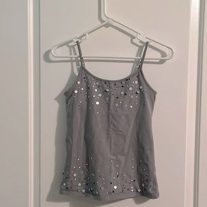 Grey tank top with sequins on top and bottom